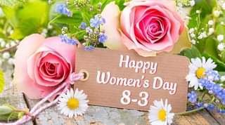 Có thể là hình ảnh về hoa và văn bản cho biết 'Happy Women's Day 8-3'